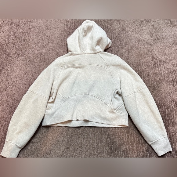 Lululemon Scuba Oversized Cropped Hoodie Heathered Bone/Gold Zipper sz XS/S EUC - Picture 5 of 6